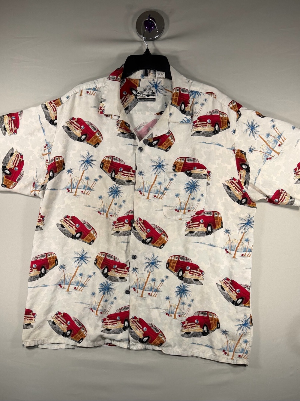 Pineapple Connection Hawaiian Aloha XL Button Up Classic Wagon&Palm Trees Shirt